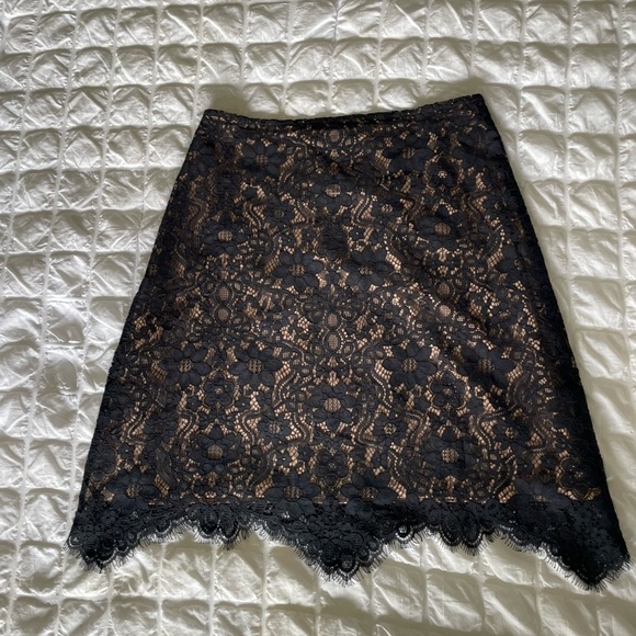For Love And Lemons Black and Tan Lace Asymmetrical A-Line Skirt - Picture 7 of 8